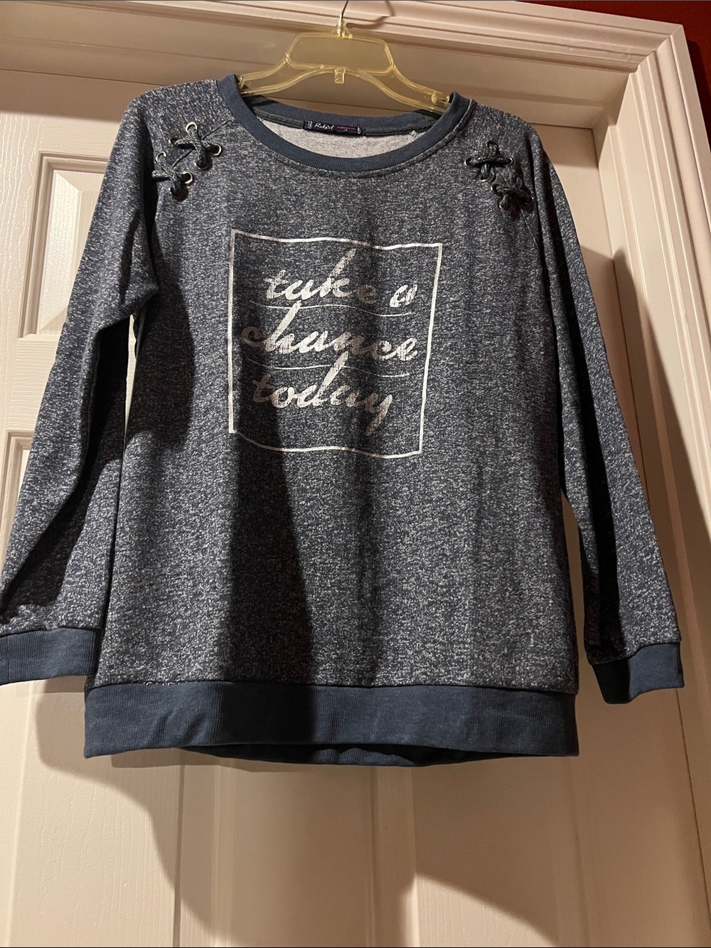 Red girl  crew sweatshirt
  ( take a chance today writing ) - Picture 2 of 9